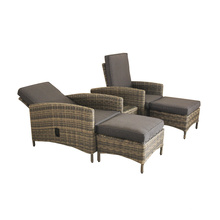 Function Rattan Double Chair Set With Footrest